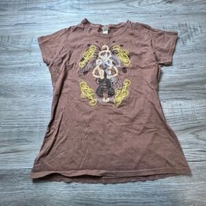 Gildan T-Shirt Ladies L Brown Memphis‎ Music Graphic Short Sleeve Cotton Tee